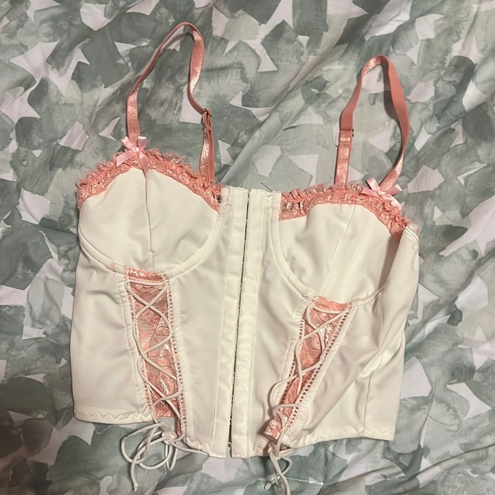 Crop top pink blue T-shirt corset